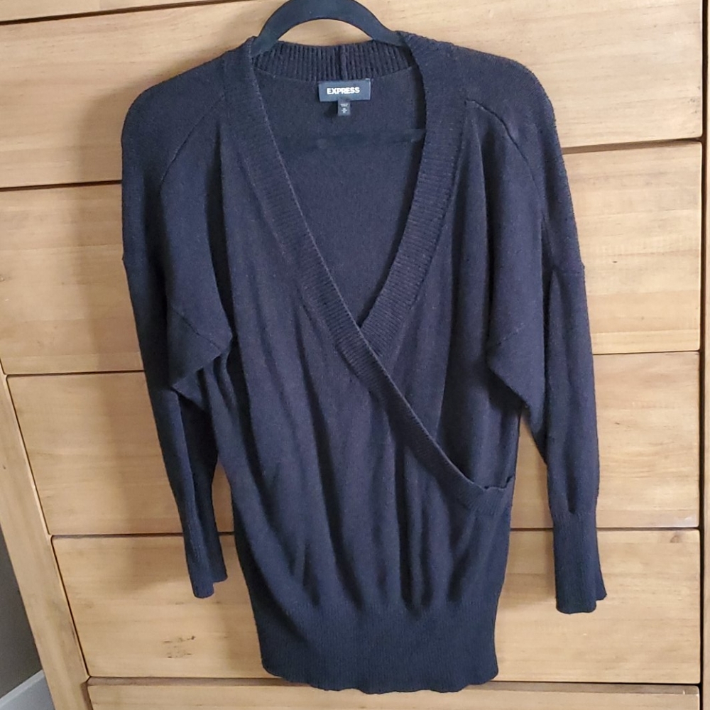 Express Oversized V-Neck Sweater - Black